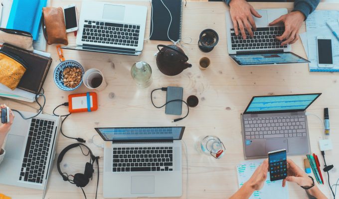 Computers on a desk
