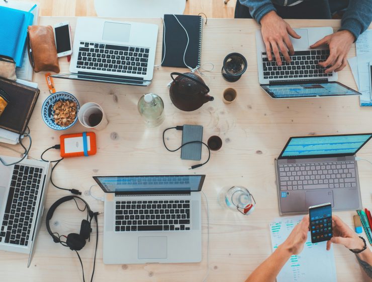 Computers on a desk